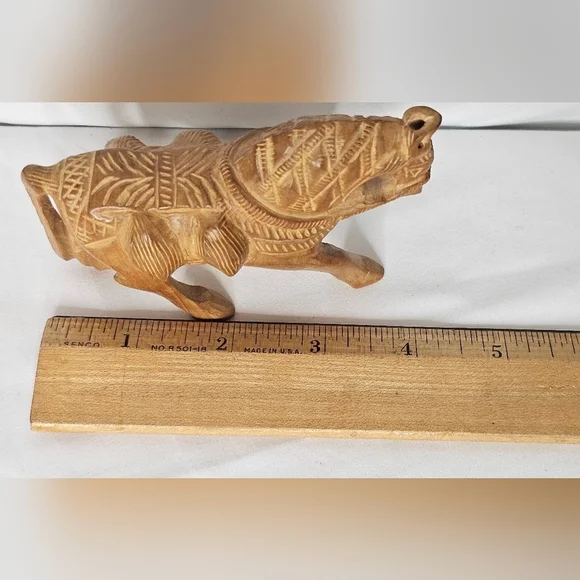 Wooden Horse Statue Hand Carved Showpiece Small Animal Sculptures for Home Decor - Picture 7 of 8